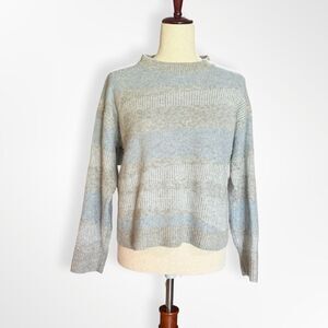 Naadam, 100% Cashmere Soft Gray Patterned Crewneck Sweater, M Quiet Luxury